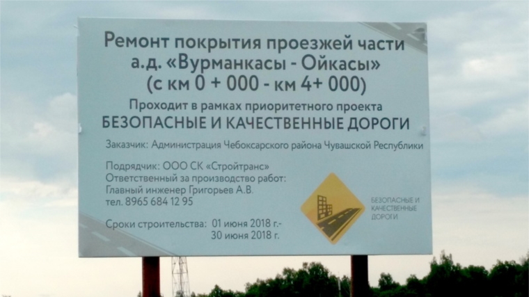 В Чебоксарском районе на стадии завершения ремонтные работы в рамках федерального проекта «Безопасные и качественные дороги»