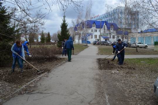 В рамках санчетверга коллектив ОАО "Зеленстрой" вышел на уборку территории в сквере у дома быта "ОВАС"