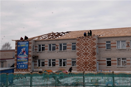 Ход ремонта крыши здания детского сада