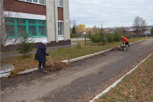 В д.Малые Бикшихи провели осенний экологический субботник по уборке и благоустройству территории