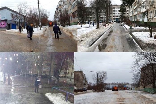 Работники ЖКХ Московского района г. Чебоксары в штатном режиме проводят противогололедные мероприятия