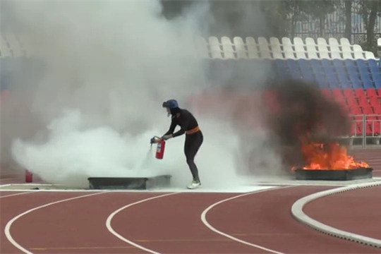 На стадионе «Олимпийский» дали старт пожарной эстафете/НТРК от 05.07.2019г