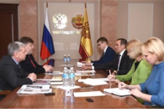 Рабочая встреча Главы Чувашии М. Игнатьева с генеральным директором АО "Завод "Чувашкабель" И. Кортуновым