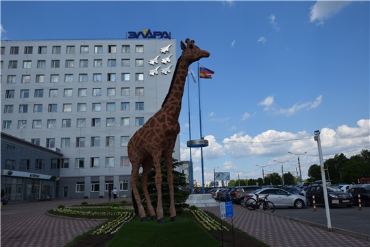 К 550-летию города Чебоксары перед проходной АО «ЭЛАРА» вновь установили композицию жирафа