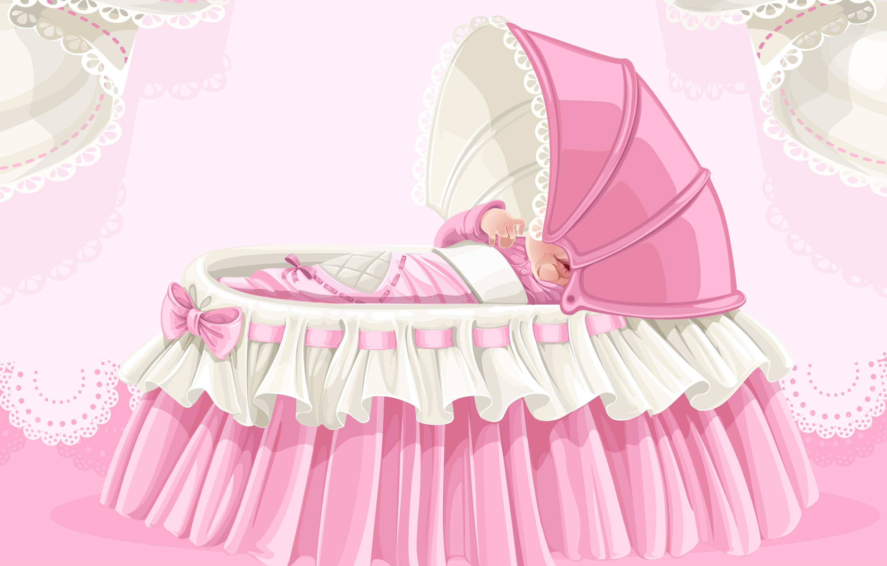 Люлька для новорожденных розовая