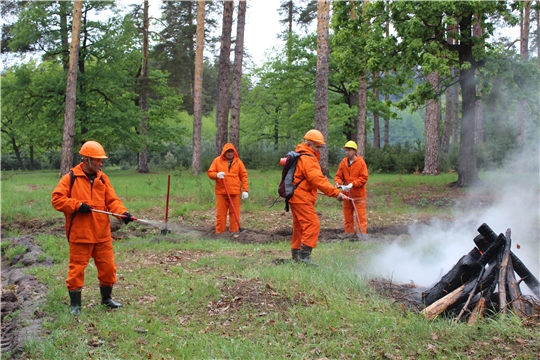 В Шемуршинском районе проведены тактико - специальные учения по тушению лесных пожаров