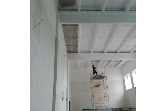В Турмышской СОШ ведется ремонт спортивного зала