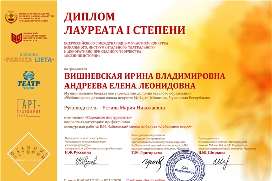 Учащиеся и преподаватели Чебоксарской детской школы искусств стали Лауреатами Всероссийского конкурса