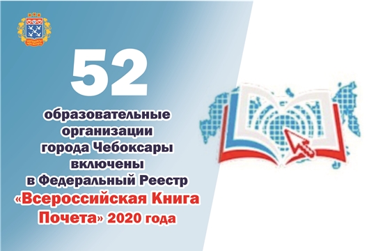 52 образовательные организации города Чебоксары включены в Федеральный Реестр «Всероссийская Книга Почета» 2020 года