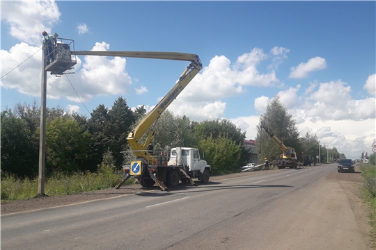 Канашские городские электрические сети выполнили работы по монтажу уличного освещения автомобильной дороги Янтиковское шоссе