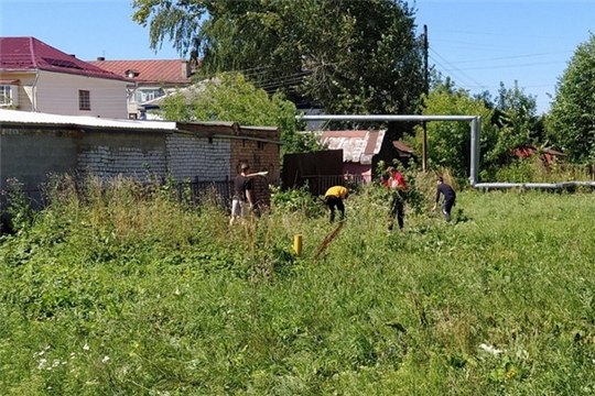 Летняя трудовая подростковая бригада приступила к благоустройству пришкольной территории