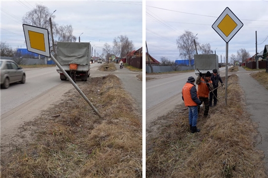 Проверка своих силовых возможностей на дорожных знаках влечет угрозу безопасности движения