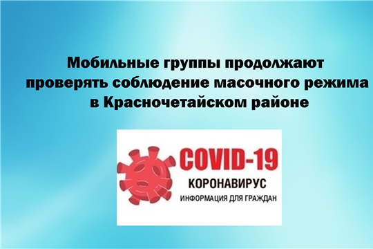 Мобильные группы продолжают проверять соблюдение масочного режима в Красночетайском районе