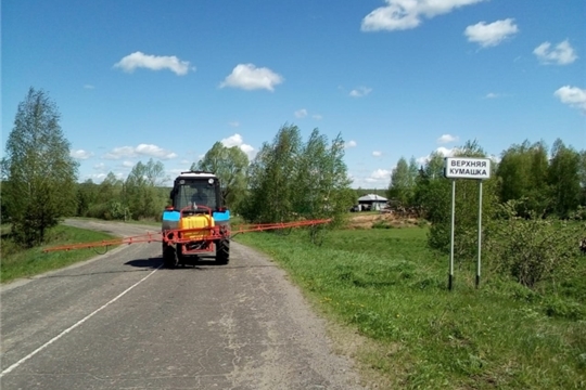 Дезинфекция дорог общего пользования в Шумерлинском районе