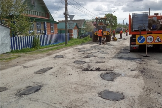 Ремонт дорожного покрытия улиц в пгт.Вурнары