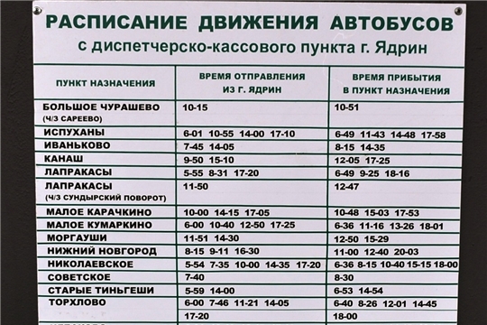 Проведен контроль за соблюдением перевозчиками расписания движения автобусов и количества выставляемых транспортных средств на муниципальных маршрутах по Ядринскому району