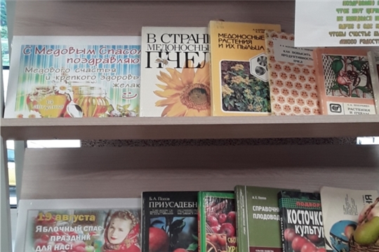 Книжно-предметная выставка «Спас: медовый, яблочный и хлебный», представленная в центральной библиотеке